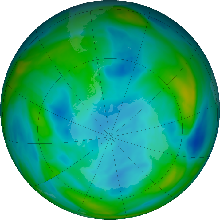 Antarctic ozone map for 19 July 2021